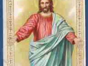 Jezus chromolitografia Post Card XIX w. sygnowany Jezus chromolitografia Post Card XIX w. sygnowany