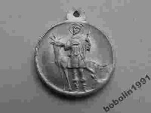 ŚW. HUBERT -  STARY MEDALIK - BIAŁY METAL