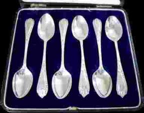 ZESTAW 6 ŁYŻECZEK SREBRNYCH-JAMES LEWIS & SONS ZESTAW 6 ŁYŻECZEK SREBRNYCH-JAMES LEWIS & SONS