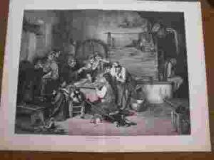 WRÓŻENIE Z KART KARTY piękny drzeworyt 1889 r.