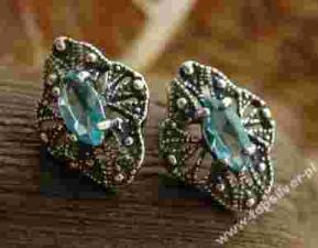 GLORIA srebrne kolczyki z naturalnym akwamarynem